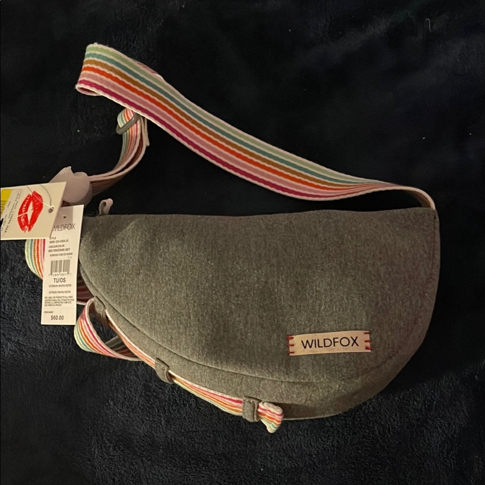 Wildfox Gray Bag with Vibrant Rainbow  Strap
